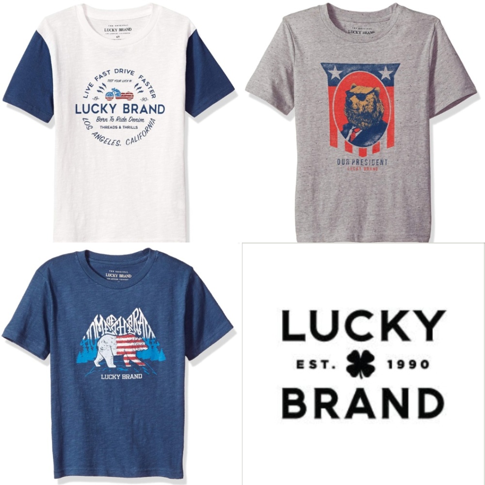Lucky Brand Boys 3T Shirts Graphic Short Sleeve T-shirt Clothes Lot NWT
